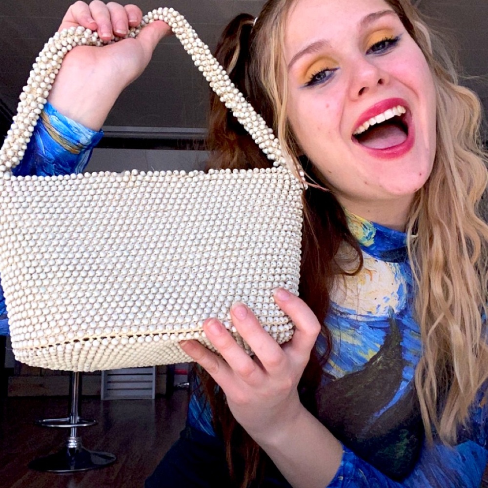 VINTAGE Pearl Beaded Purse